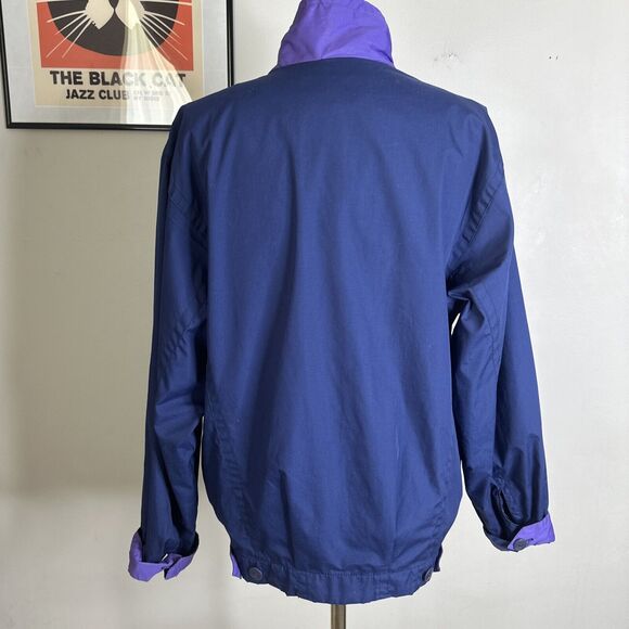 Pacific Trail Vintage 80s Windbreaker M Color Block Navy Purple READ - Picture 2 of 12